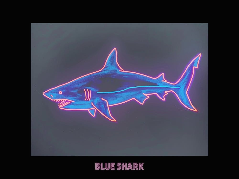 Neon Pastel Pink Blue Shark 2 Poster