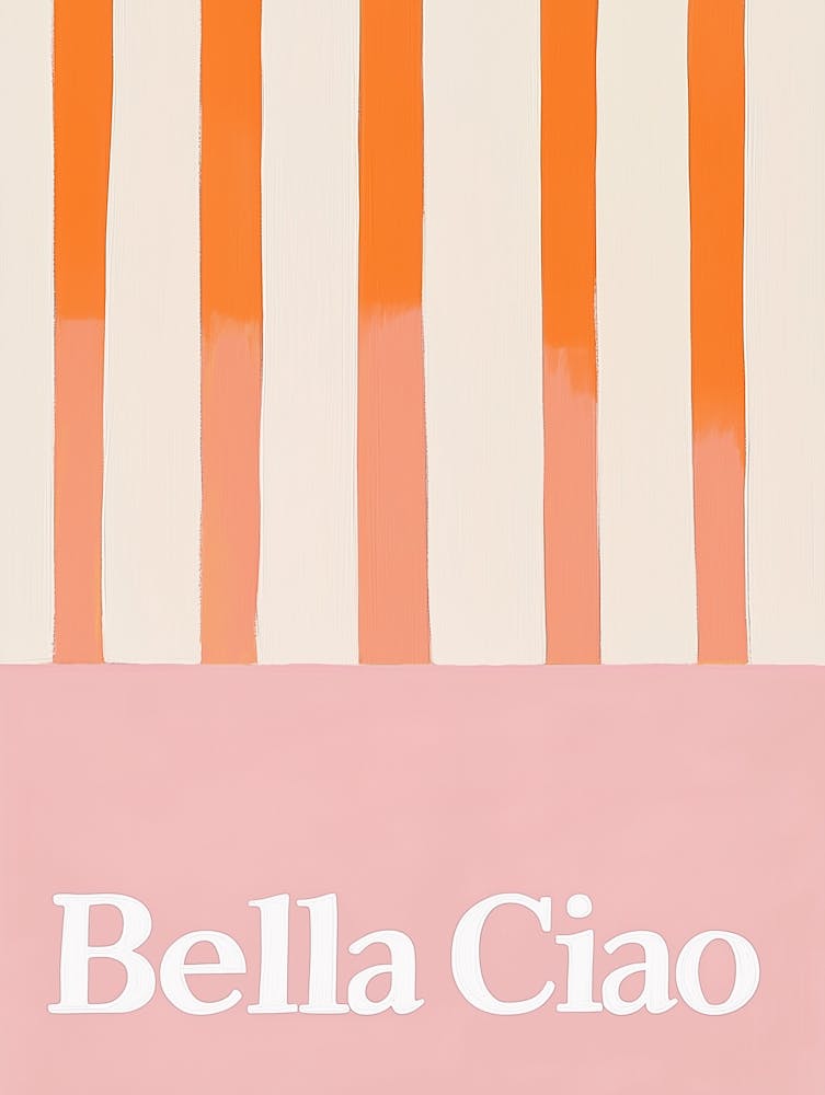 Bella Ciao, Typografie Malerei, Rosa-Orange Pastell Kunstdruck
