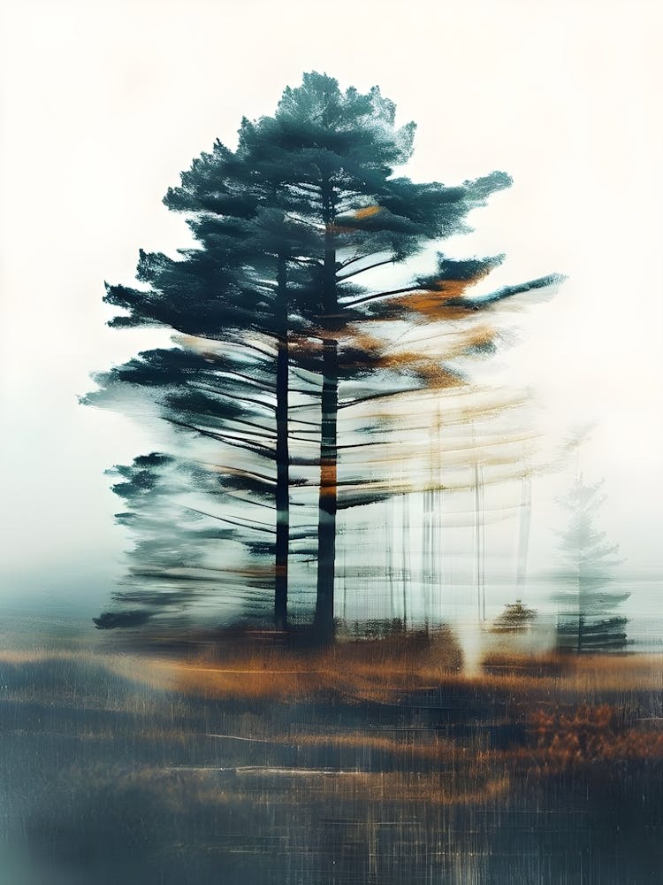 Pine Tree In The Fog