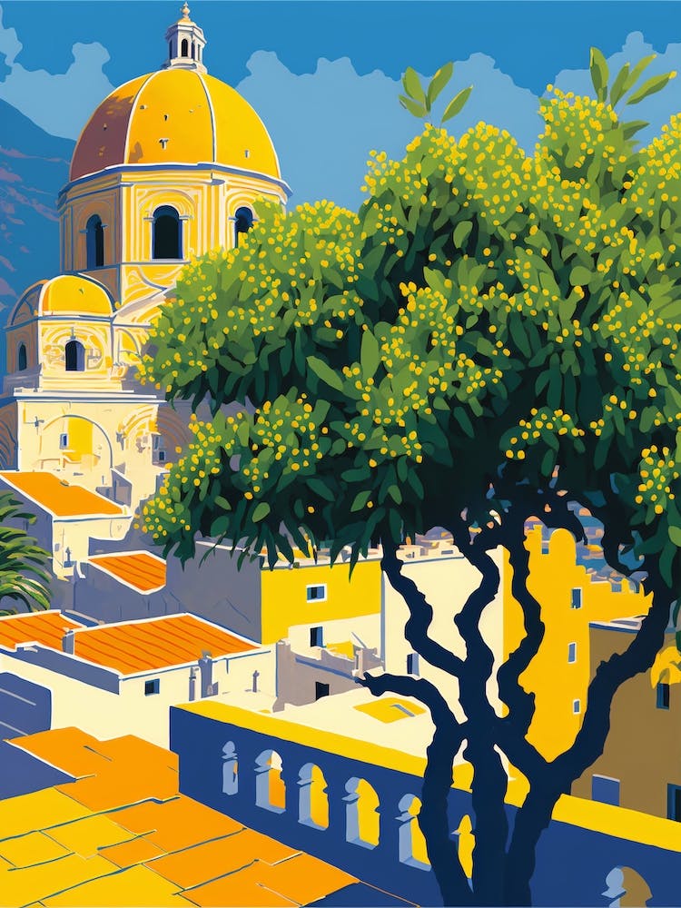 Amalfi Lemons Italy Travel Poster Vintage