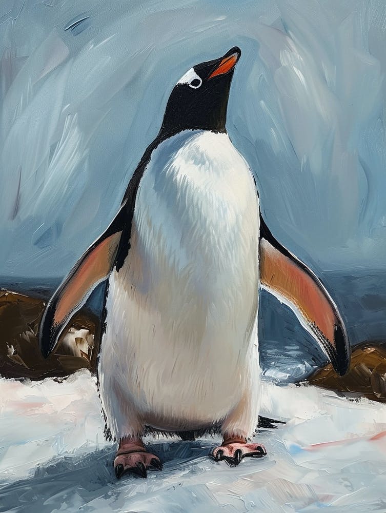 Adlie Penguin Petermann Island Oil Painting 2