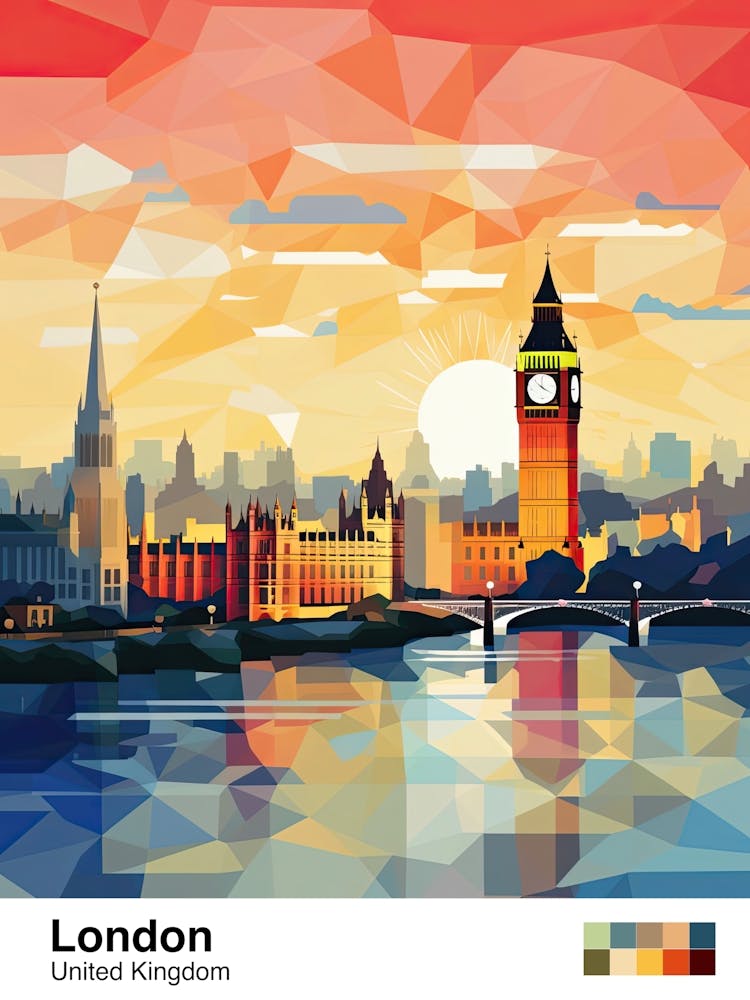 London, United Kingdom, Geometric Illustration 4 Poster