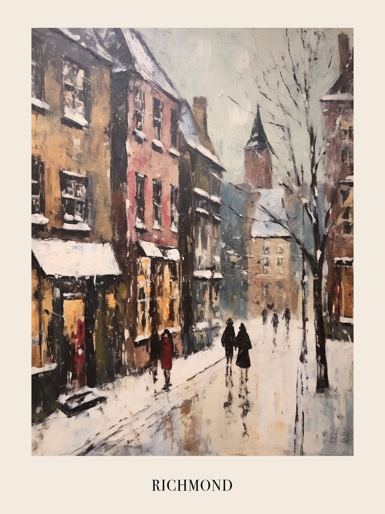 Vintage Winter Painting Poster Richmond England