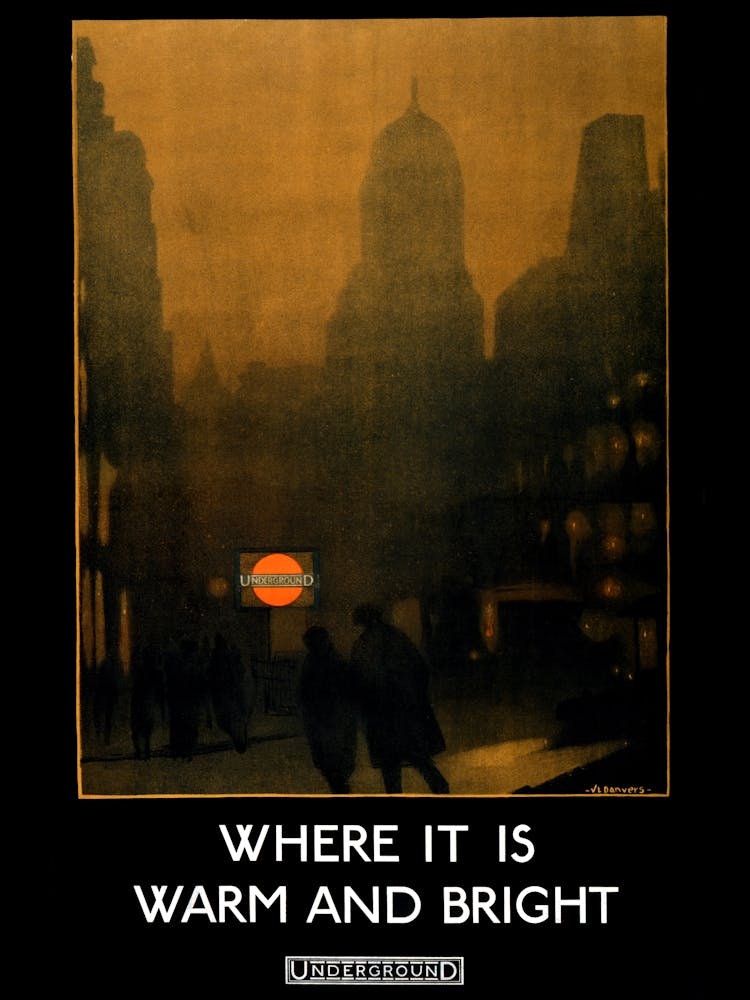 Where It Is Warm Vintage London Underground Poster