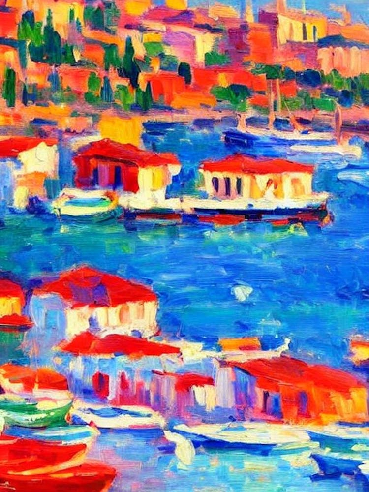 Port Of Antalya Turkey Brushwork Painting harbour