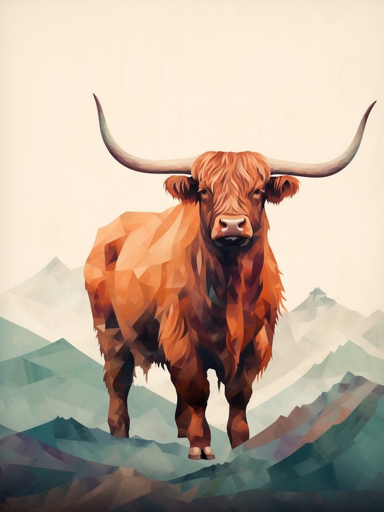 Geometric Highland Cow