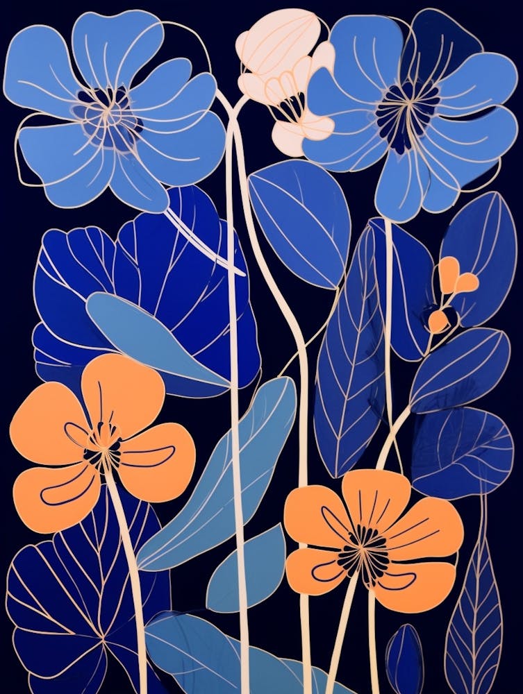 Blaue Blumen Illustration Pfauenblume 2