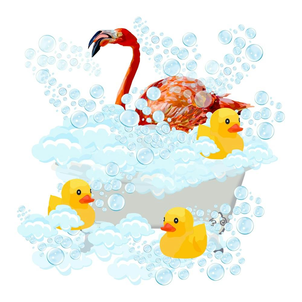 Flamingo in the tub 1