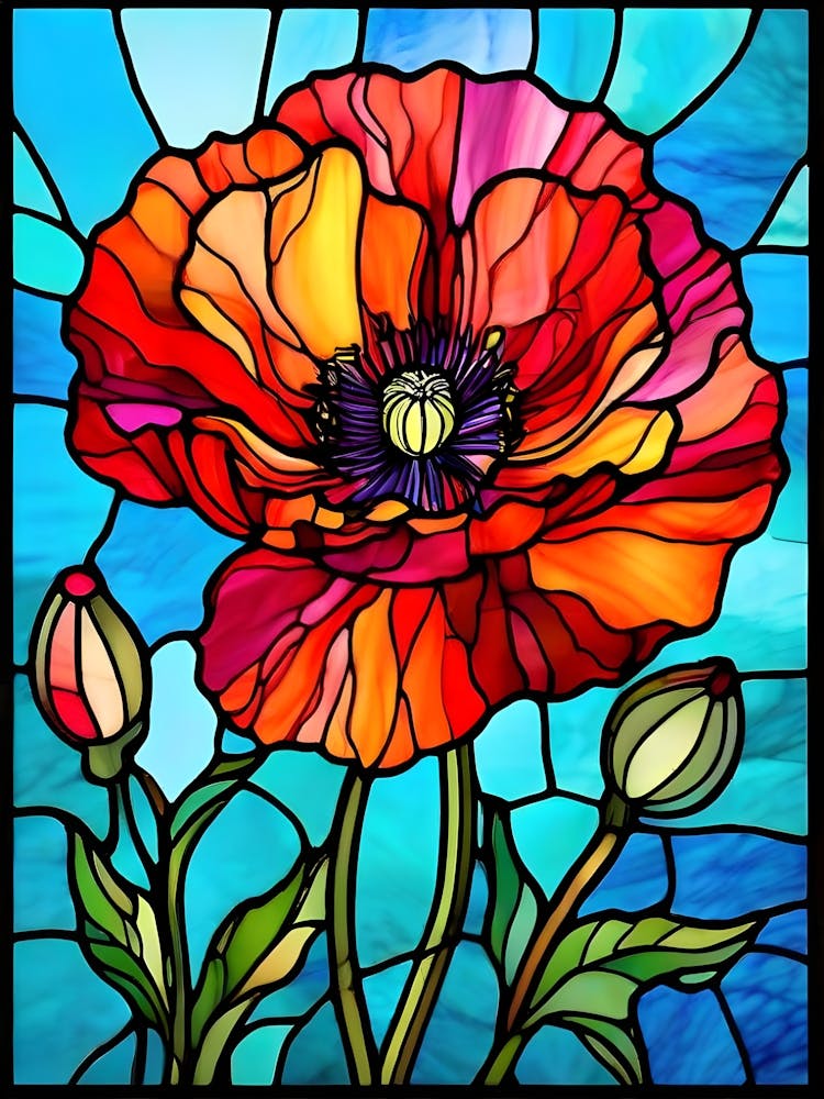 Stained Glass Poppy 1