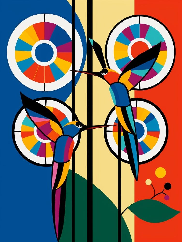 Hummingbirds Abstract Pop Art 1