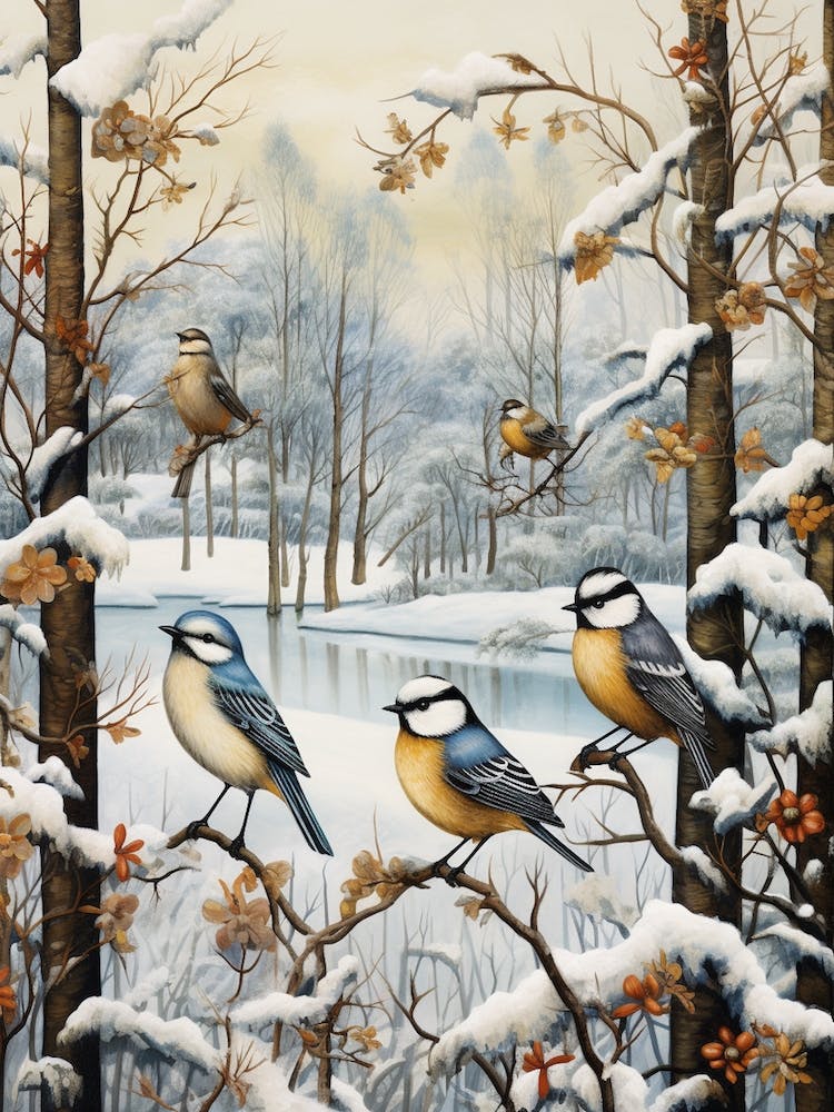 Birds Perching In A Tree Winter 4