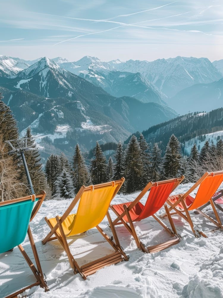 Colorful Deck Chairs In The Snow