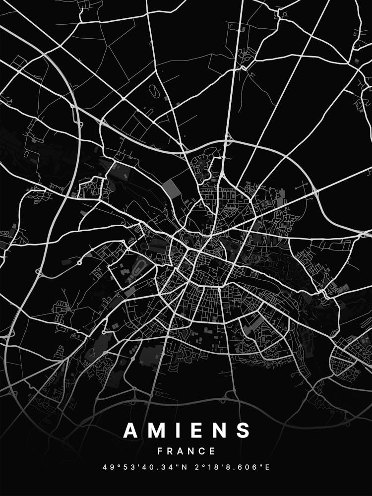 Amiens France Black Map