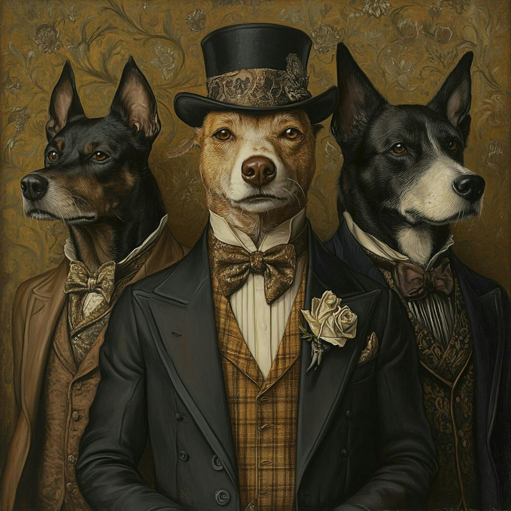 Three Dogs In Tuxedos