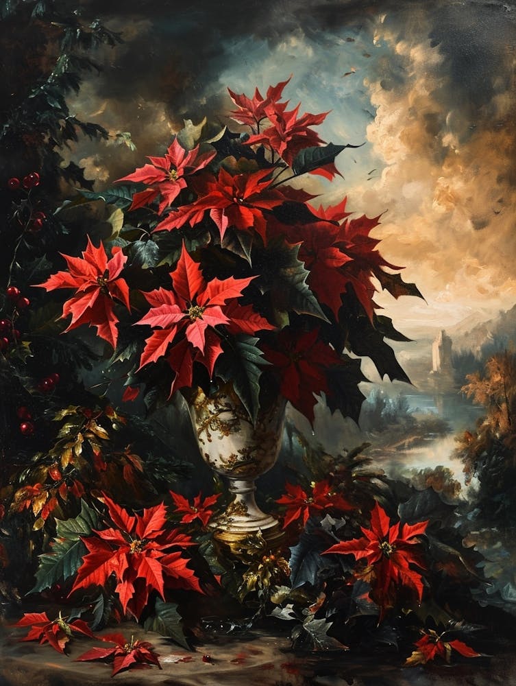 Baroque Floral Still Life Poinsettia 2