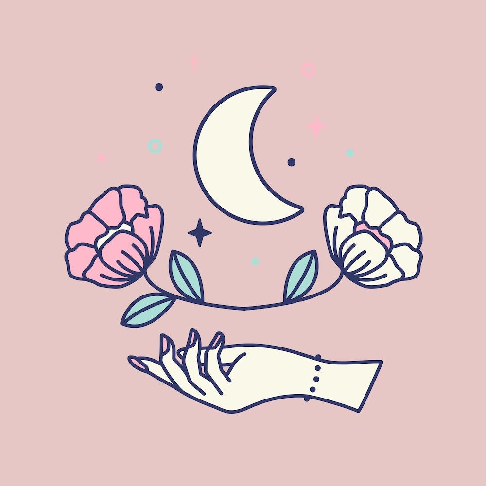 Hand, Moon And Roses