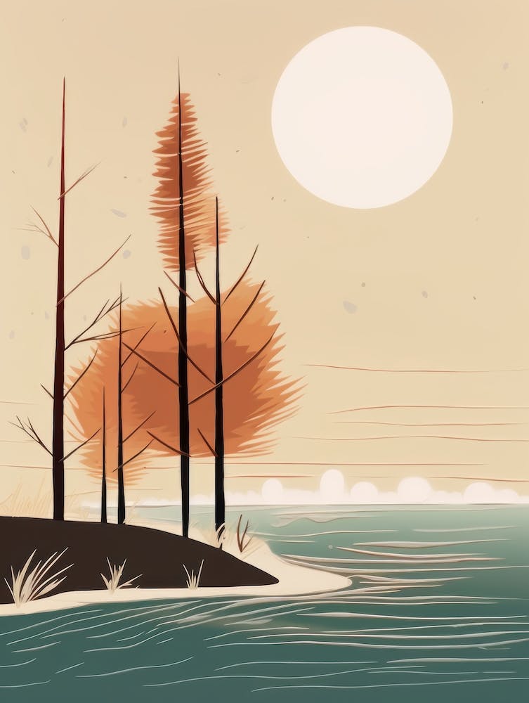 Autumn , Fall, Landscape, Inspired By National Park in the USA, Lake, Great Lakes, Boho, Beach, Minimalist Canvas Print, Travel Poster, Autumn Decor, Fall Decor 12