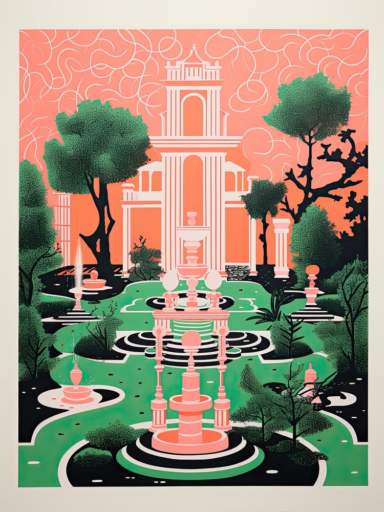Versailles Gardens Abstract Riso Style 1