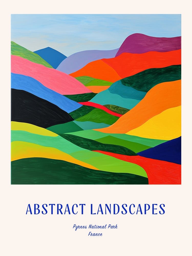 Colourful Abstract Pyrnes National Park France 1 Poster Blue