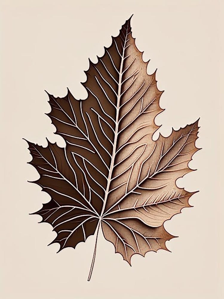 Maple Leaf Earthy Line Art