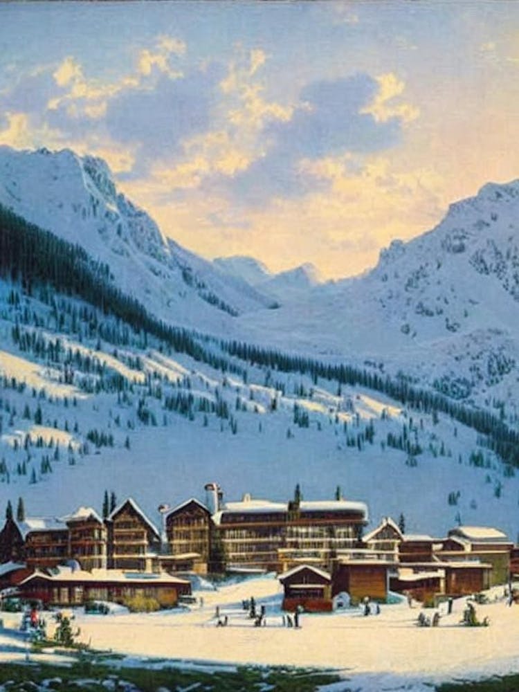Serre Chevalier, France Ski Resort Vintage Landscape 1 Skiing Poster