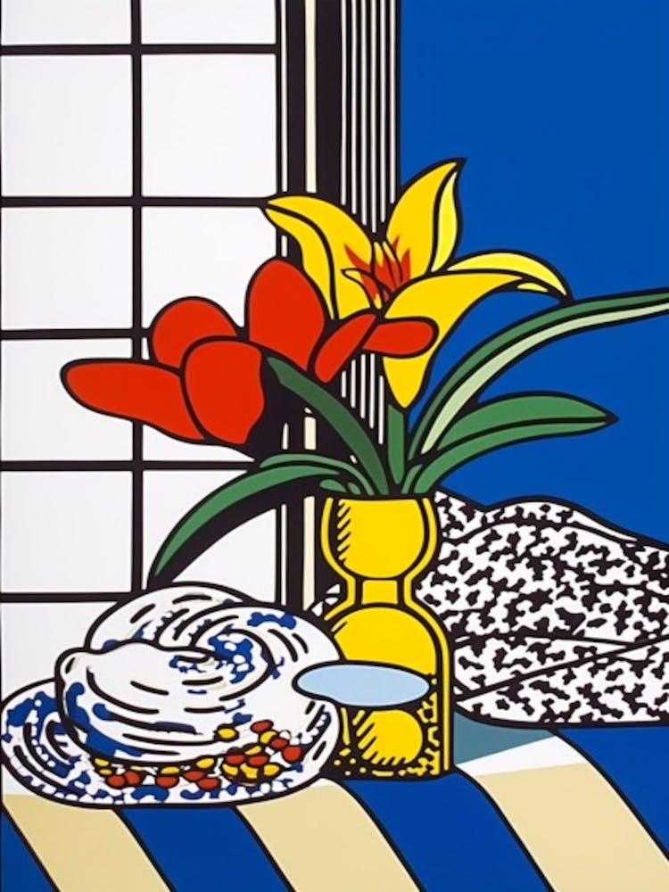 Lilies Flower Still Life  2 Pop Art Style