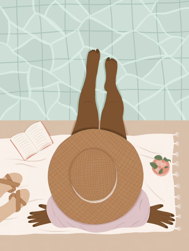 Woman Relaxing By The Pool Summer