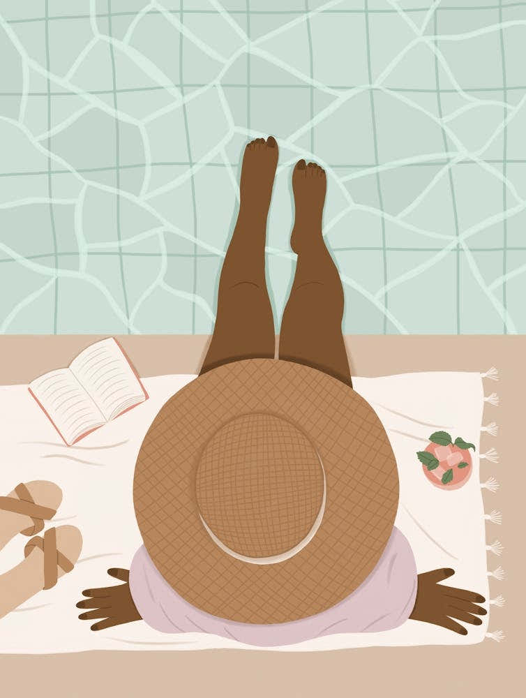 Woman Relaxing By The Pool Summer