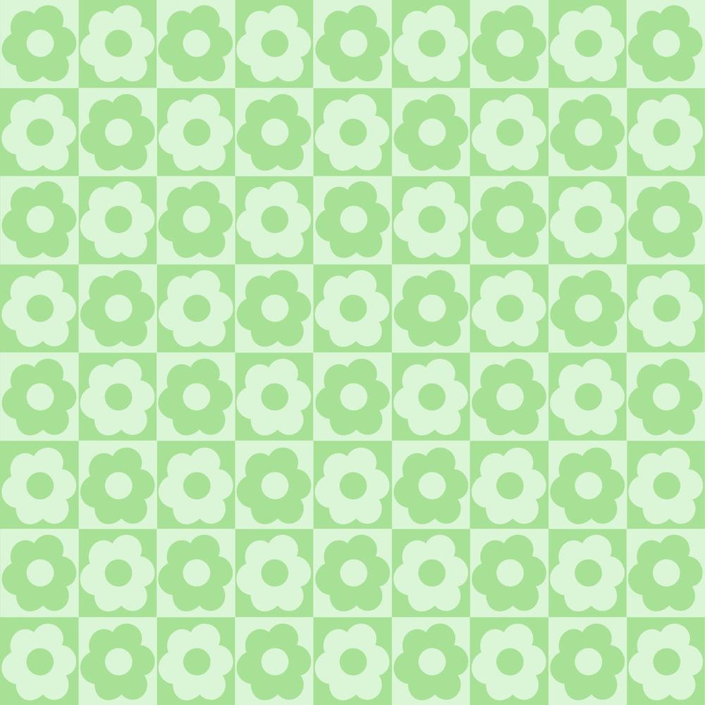 Floral Checker Green Square