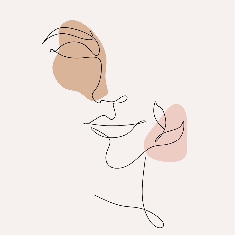 Face with Rose Line Art