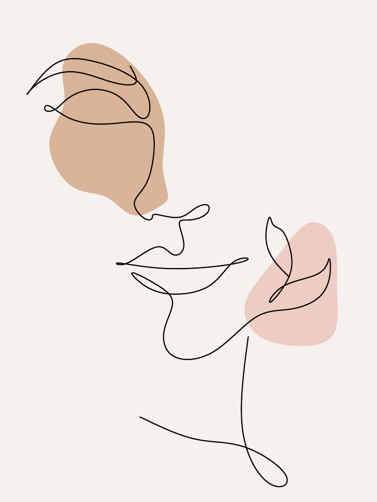 Face with Rose Line Art