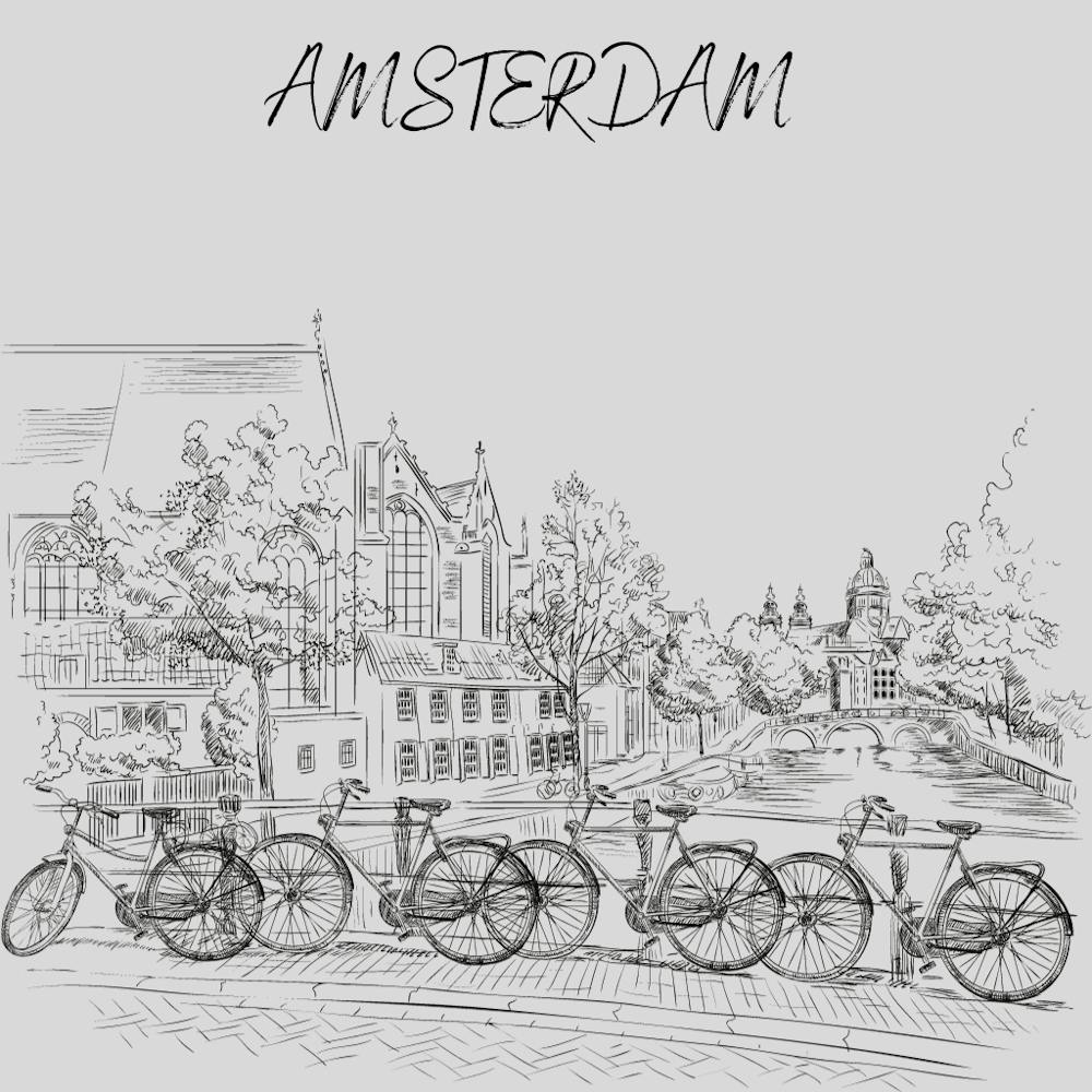 Amsterdam Bicycles Vector Illustration Sketch Watercolor Sketch Stock Illustration