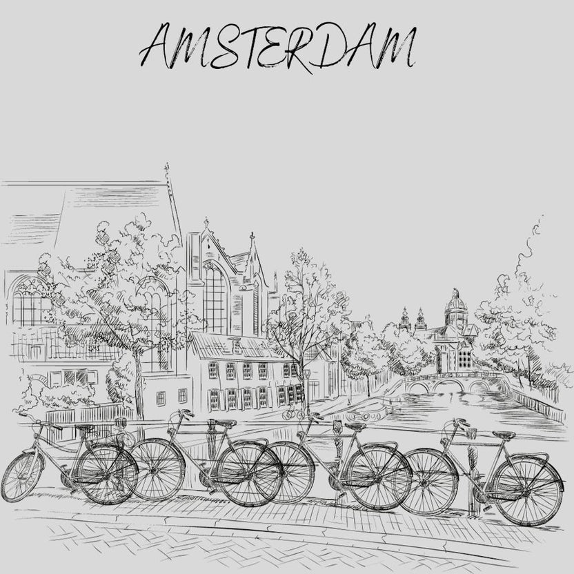 Amsterdam Bicycles Vector Illustration Sketch Watercolor Sketch Stock Illustration