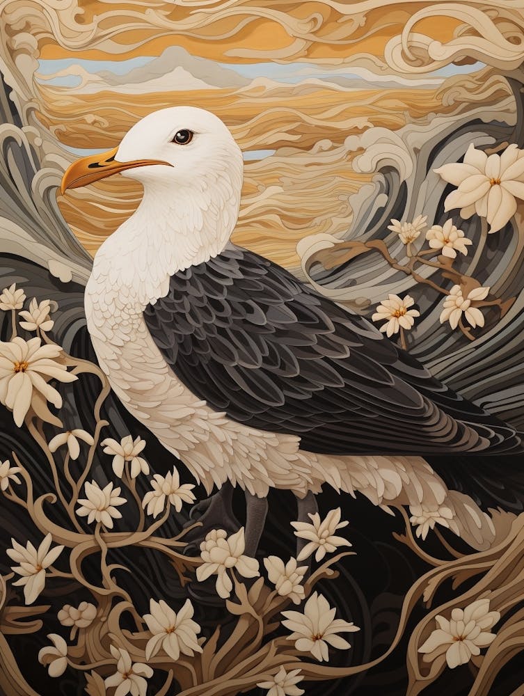 Dark And Moody Botanical Seagull