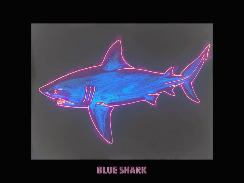 Neon Pastel Pink Blue Shark 3 Poster