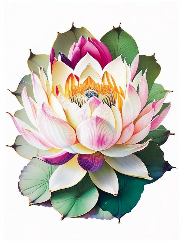 Lotus Flower, Buddhist Symbol Decoupage 1