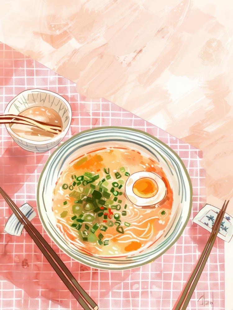 Pink Breakfast Food Miso Soup 3