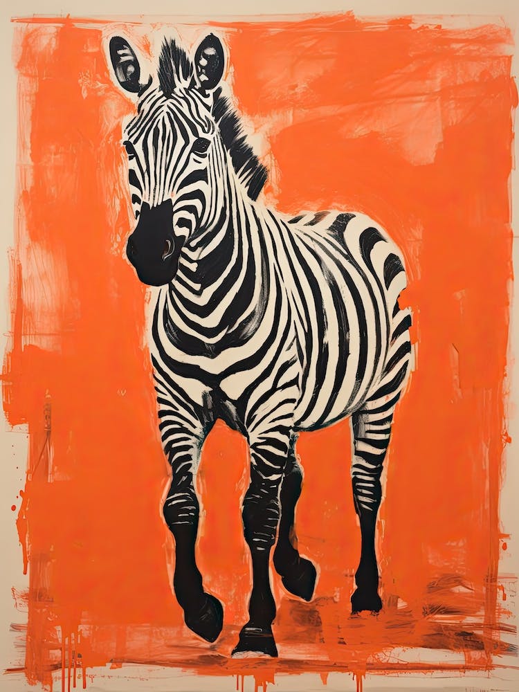 Grevy S Zebra, Woodblock Animal Drawing 4