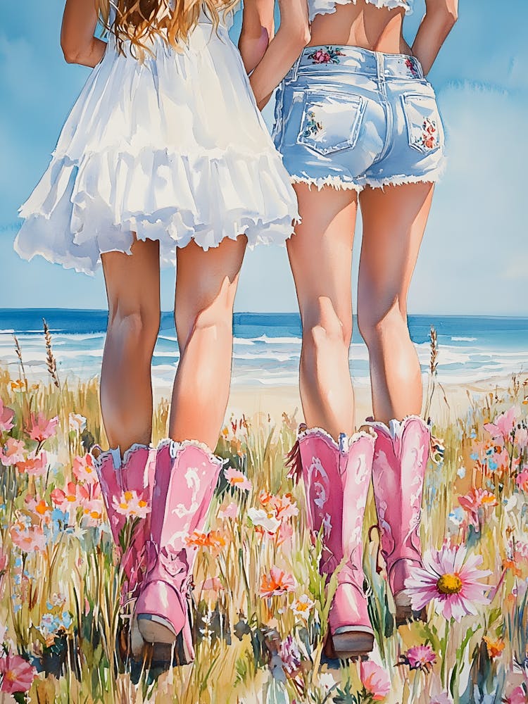 Two Cowgirls On The Beach