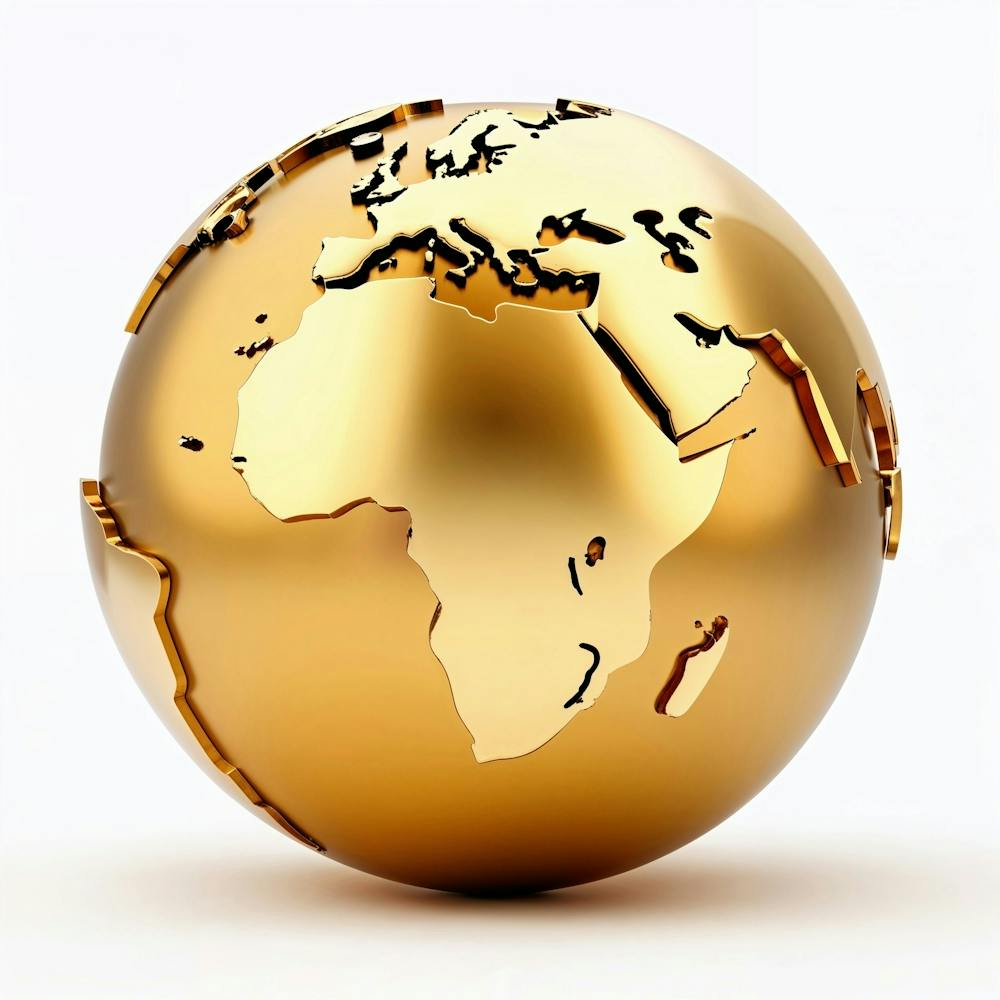 Gold Globe On White Background