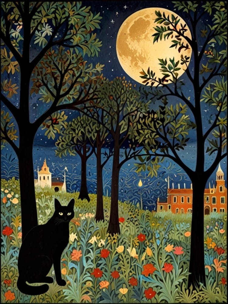 William Morris Cat In The Moonlight 31