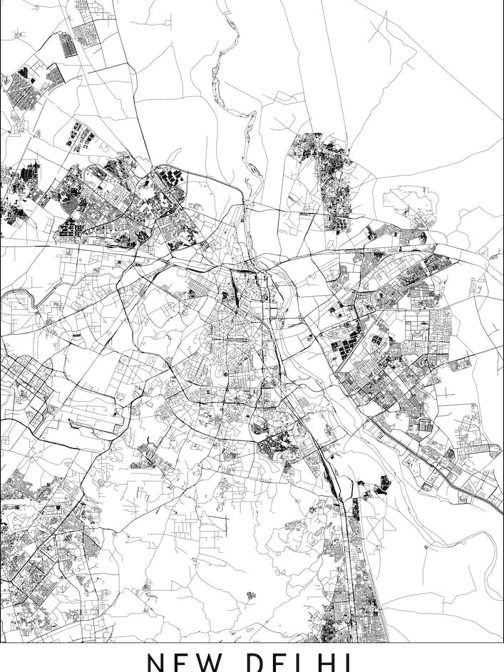 New Delhi White Map