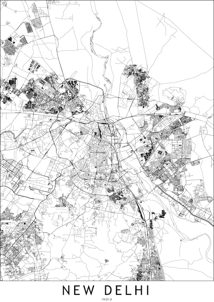 New Delhi White Map