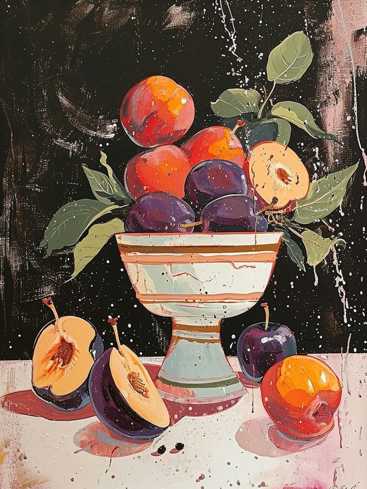 Art Deco Paint Splash Plums