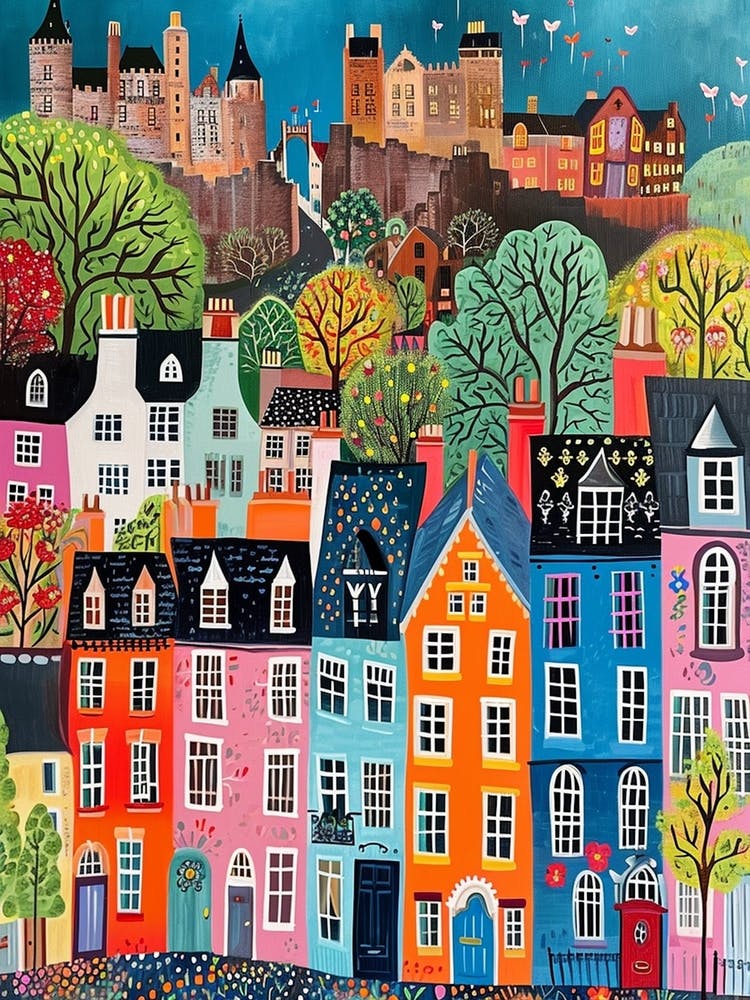 Kitsch Colourful Edinburgh Cityscape 1