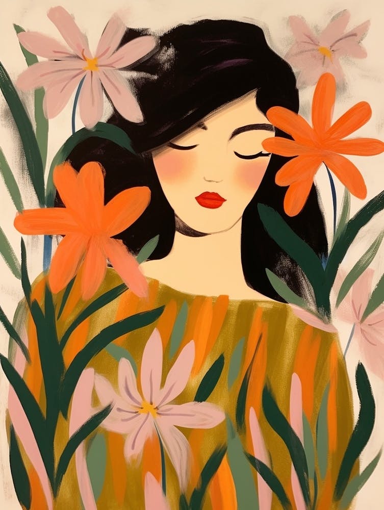 Woman With Autumnal Flowers Lily 2