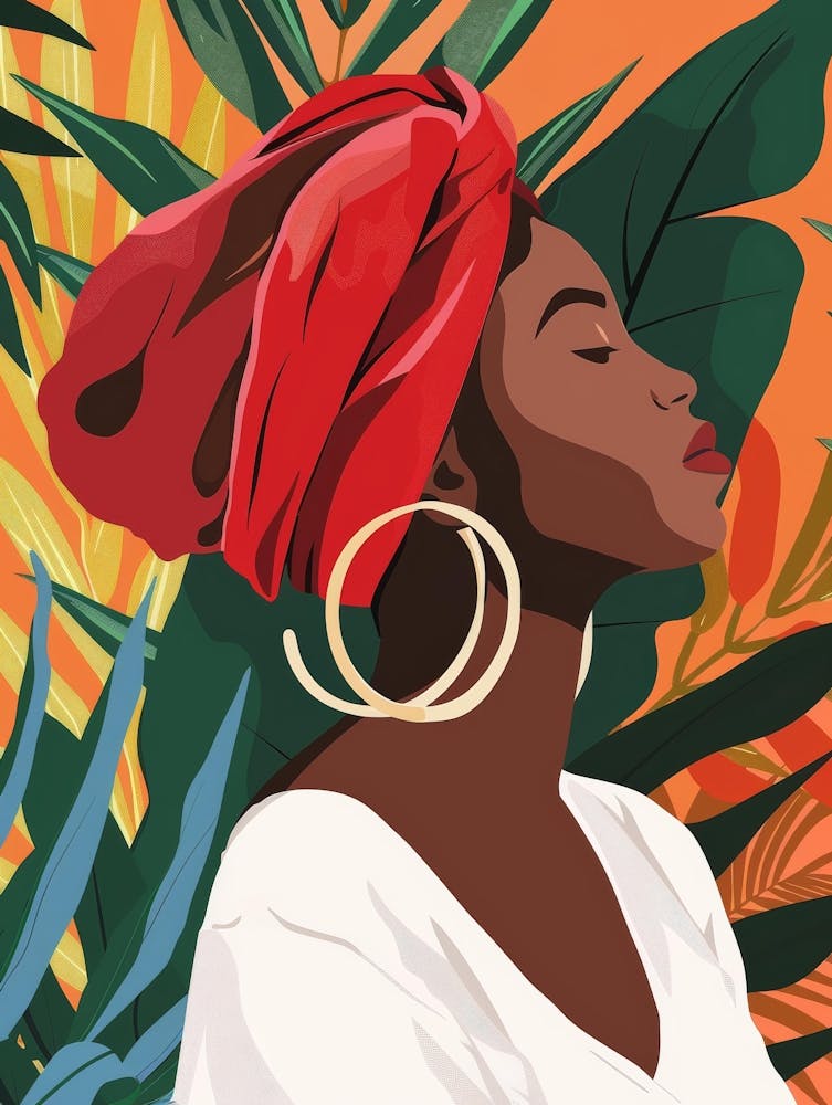 African Woman In Red Turban