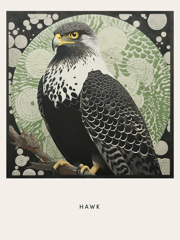 Ohara Koson Inspired Bird Painting Hawk 2 Poster