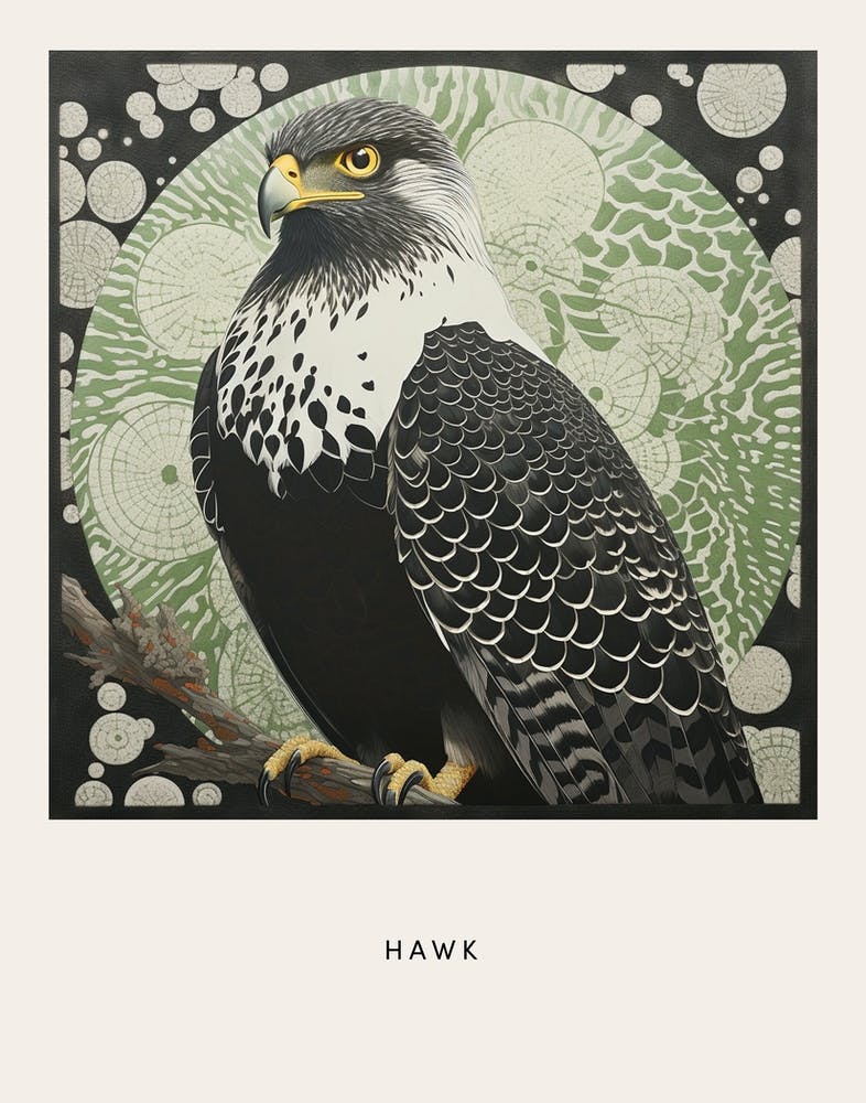Ohara Koson Inspired Bird Painting Hawk 2 Poster