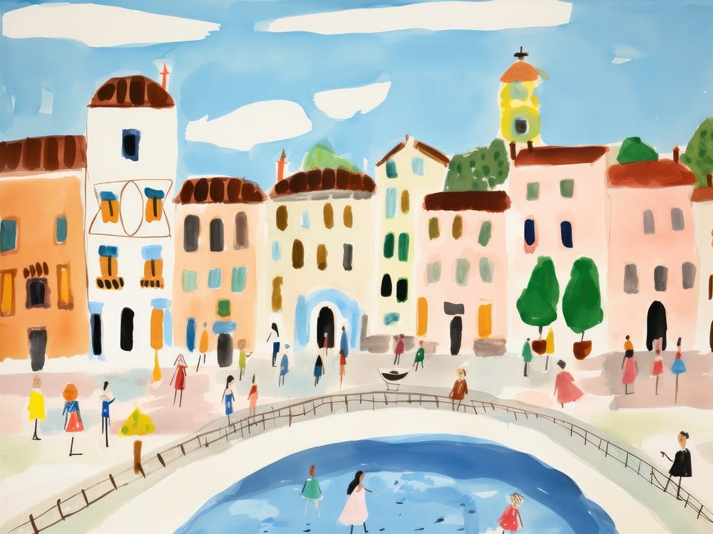 Padua Italy Cute Watercolour Illustration 3